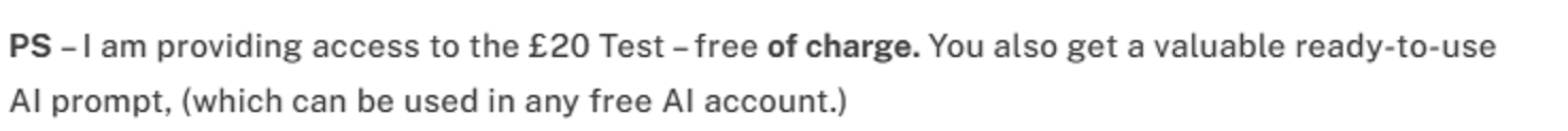 The offer was for a free resource and additional valuable free AI prompt